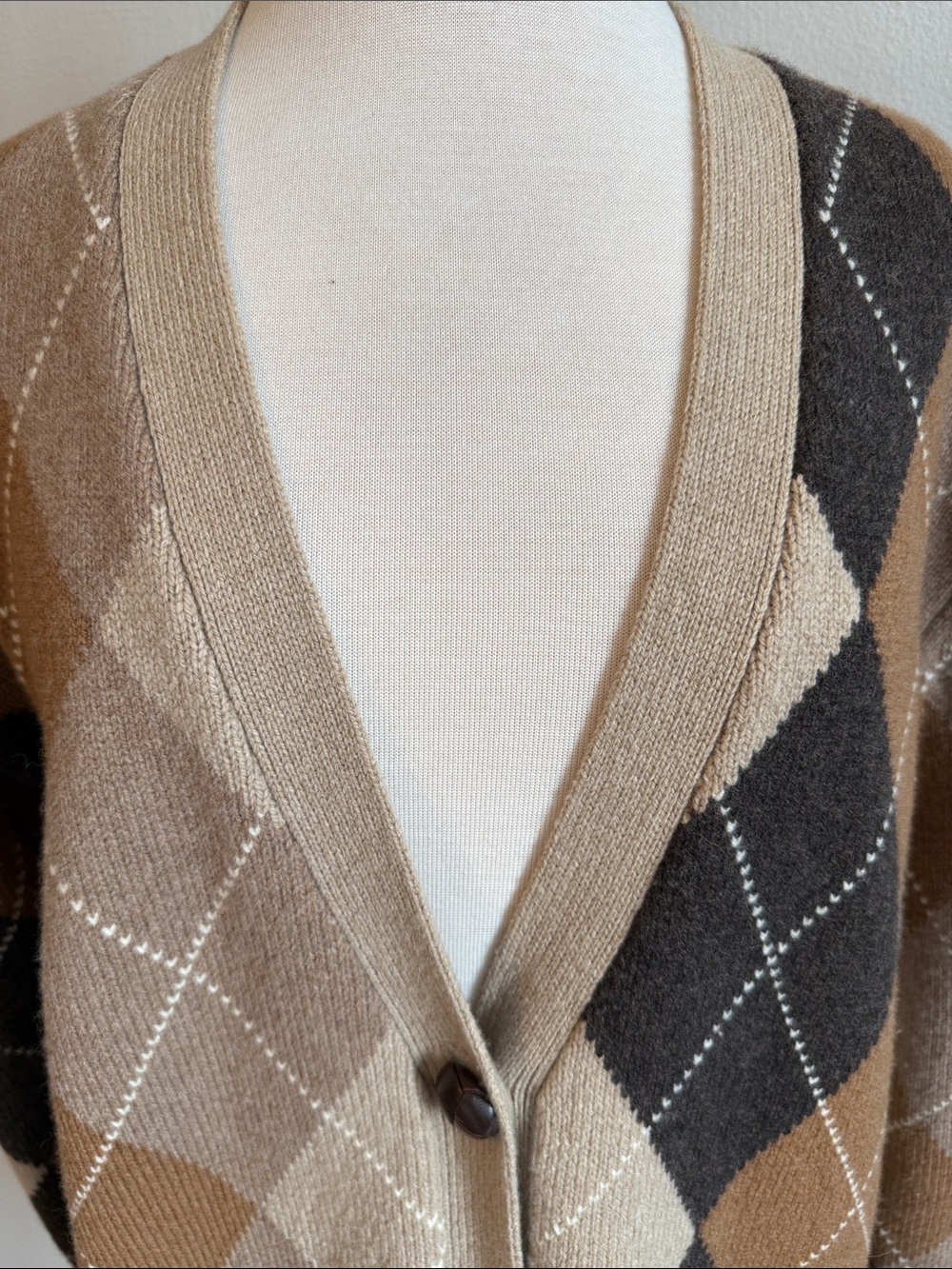 Nili Lotan Wool Argyle Cardigan - Picture 6 of 6